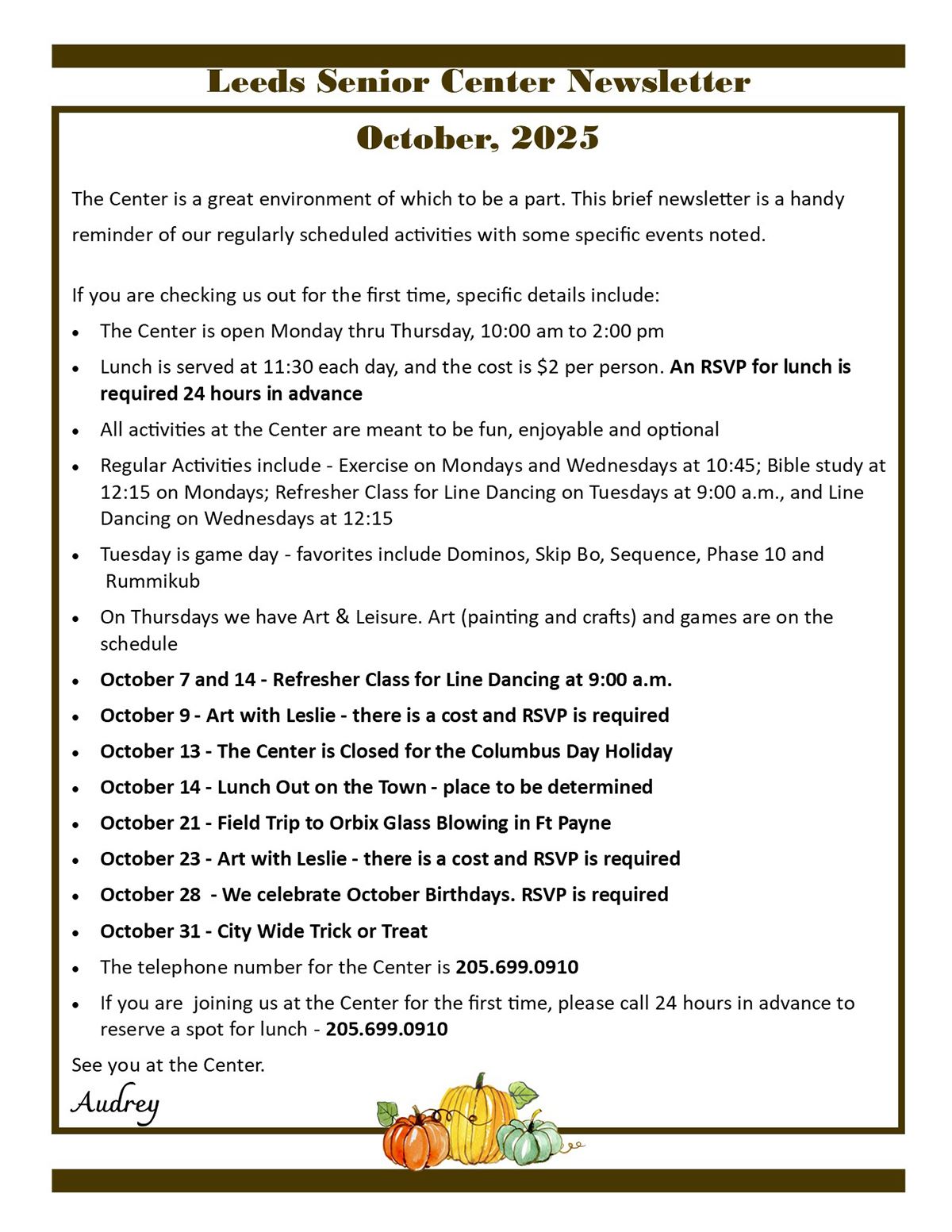 Senior Newsletter October 2025