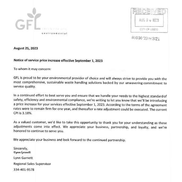 Glf Rate Increase Notice